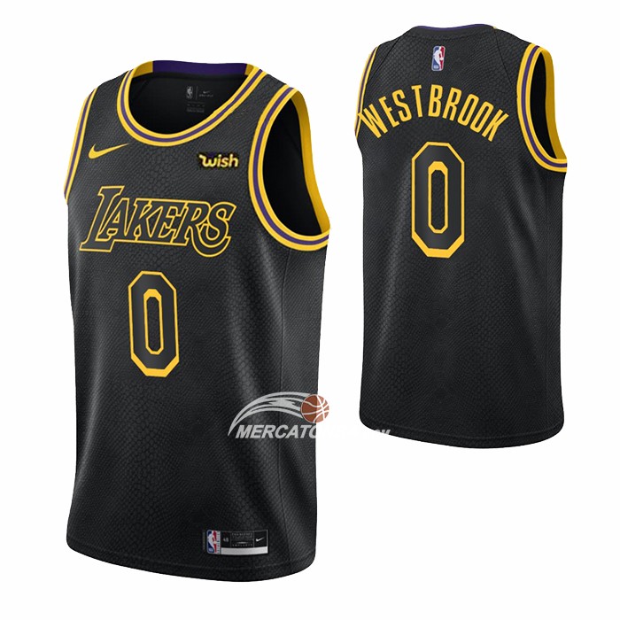 Maglia Los Angeles Lakers Russell Westbrook NO 0 Citta Nero